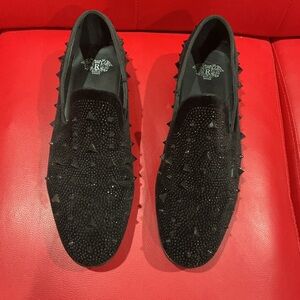 Black Studded Men's Loafers